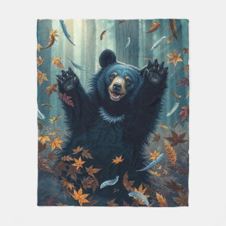 Couverture Polaire Joyeux Feuilles de chasse à l'ours noir