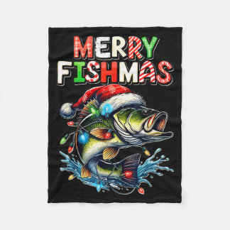 Couverture Polaire Joyeux Fishmas Santa Amateurs de Pêche Drôle de Pê