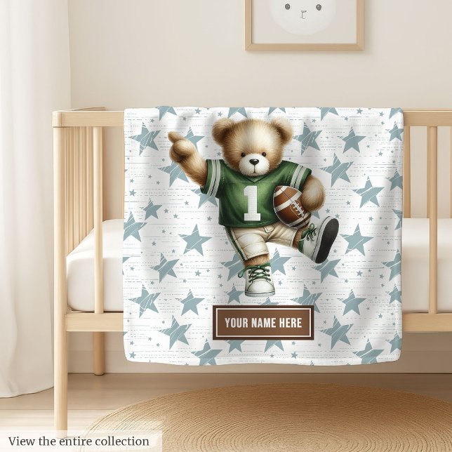 Couverture Polaire Joyeux Football Américain Teddy Bear Custom Kids (Happy American Football Teddy Bear Custom Kids Fleece Blanket )