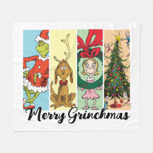 Couverture Polaire Joyeux Grinchmas Collage de Fêtes