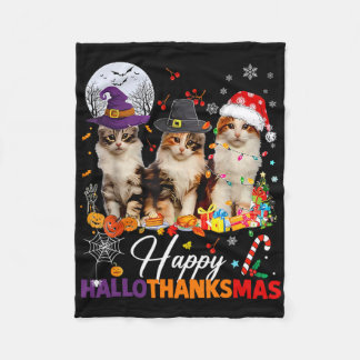 Couverture Polaire Joyeux Hallothanksmas Chats Mignons Halloween Than