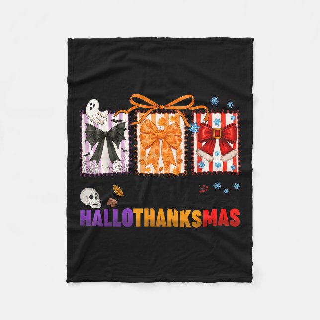 Couverture Polaire Joyeux Hallothanksmas Coquette Bows Halloween Merc (Devant)