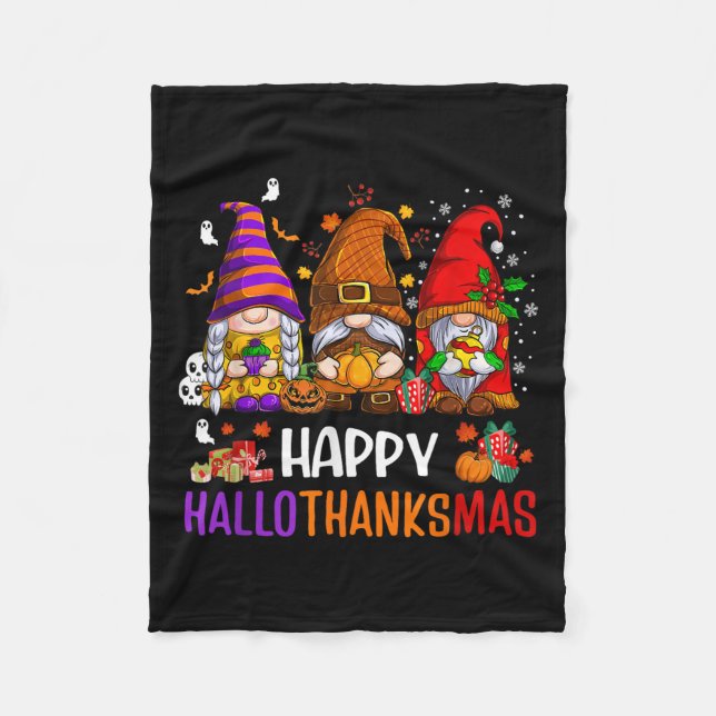 Couverture Polaire Joyeux Hallothanksmas Gnomes Lover Halloween Joyeu (Devant)