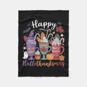 Couverture Polaire Joyeux Hallothanksmas Halloween Lover café femmes
