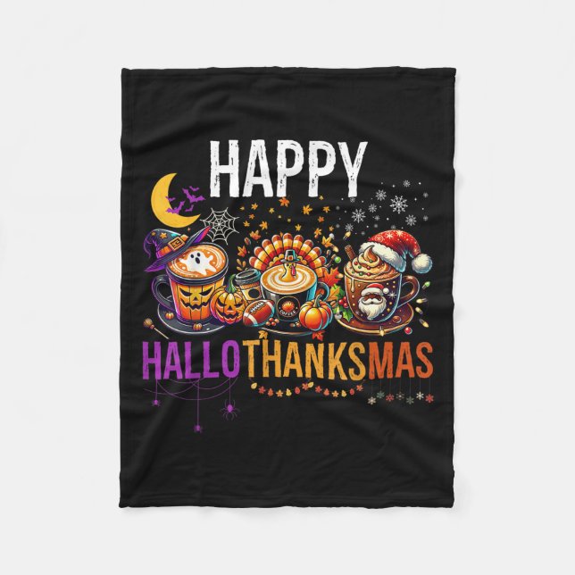 Couverture Polaire Joyeux Hallothanksmas Halloween Thanksgiving Chris (Devant)