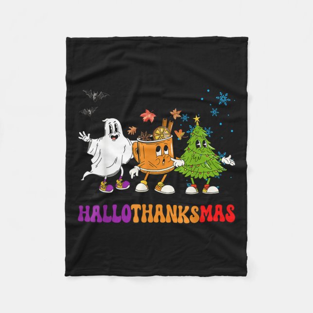 Couverture Polaire Joyeux Hallothanksmas Halloween Thanksgiving Chris (Devant)