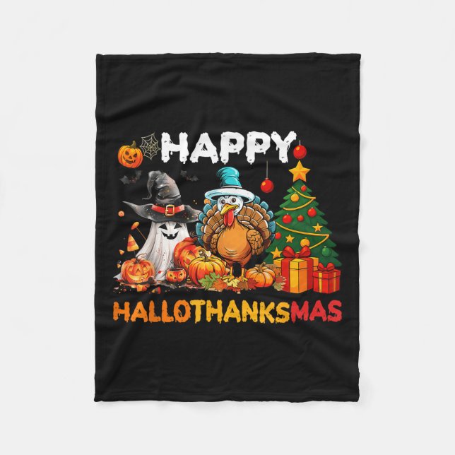 Couverture Polaire Joyeux Hallothanksmas Halloween Thanksmas Holiday  (Devant)