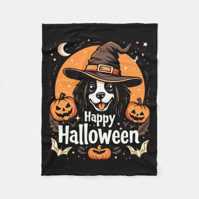 Couverture Polaire Joyeux Halloween Chien Manches Longues (Devant)