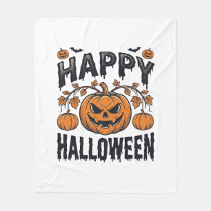 Couverture Polaire Joyeux Halloween Citrouille Design de Gravure Vint