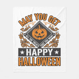 Couverture Polaire Joyeux Halloween Citrouille Traitements Vintage
