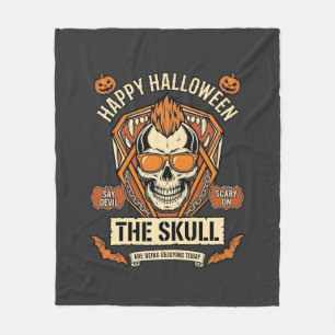 Couverture Polaire Joyeux Halloween Crâne Mohawk Lunettes de soleil C