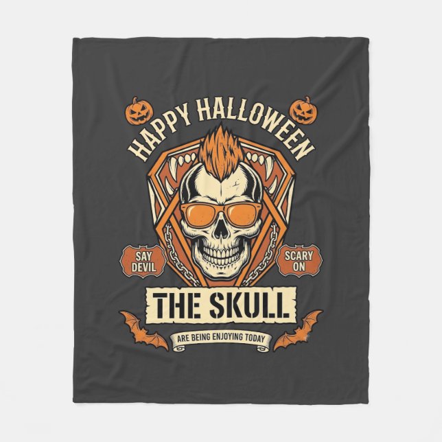 Couverture Polaire Joyeux Halloween Crâne Mohawk Lunettes de soleil C (Devant)