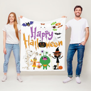 Couverture Polaire Joyeux Halloween Enfants mignonnes et Éffrayants