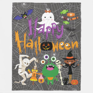 Couverture Polaire Joyeux Halloween Kids mignonne et Éffrayant Fleece