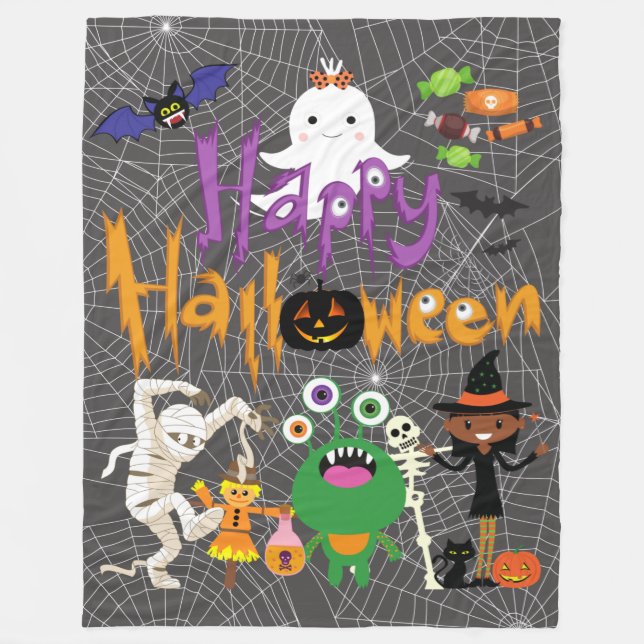 Couverture Polaire Joyeux Halloween Kids mignonne et Éffrayant Fleece (Devant)