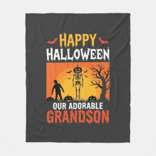 Couverture Polaire Joyeux Halloween Petit-Fils Squelette Citrouille