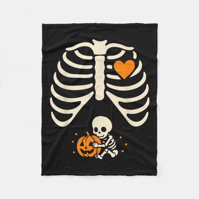 Couverture Polaire Joyeux Halloween Pregnant Baby Skeleton Mer Éffray (Devant)