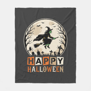 Couverture Polaire Joyeux Halloween Sorcière Lune Cimetière Conceptio