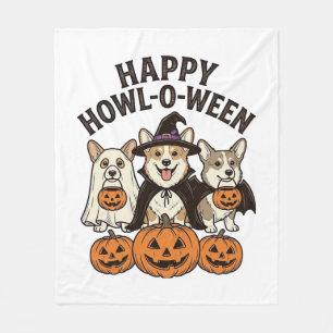 Couverture Polaire Joyeux Howl-O-Ween Corgi Halloween Chien Vecteur C