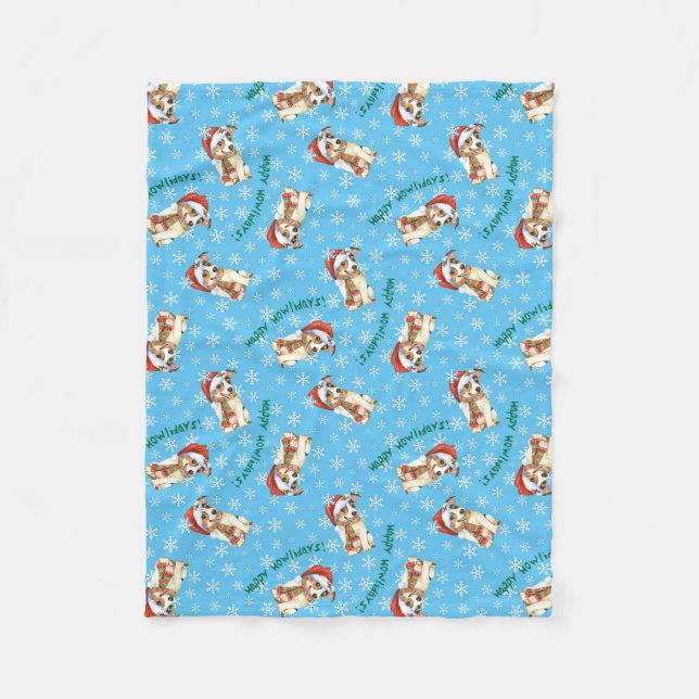 Couverture Polaire Joyeux Howlidays Jack Russell Terrier (Devant)