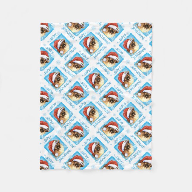 Couverture Polaire Joyeux Howlidays Tibétain Spaniel Fleece Blanket (Devant)