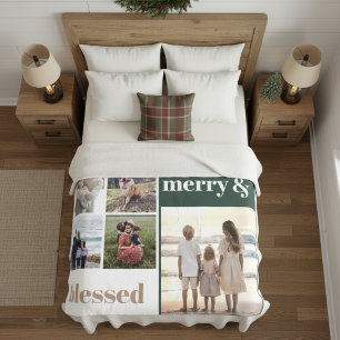 Couverture Polaire Joyeux Joyeux Joyeux Bénie Famille de Noël Photo V