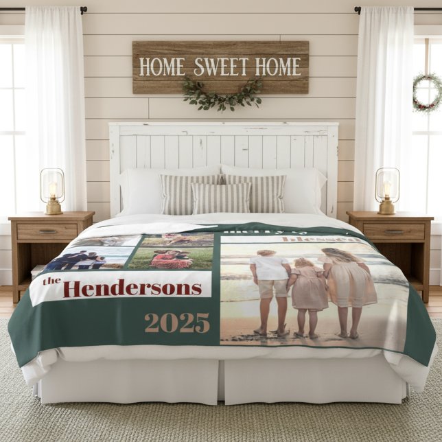 Couverture Polaire Joyeux Joyeux Joyeux Bénie Famille de Noël Photo V (Créateur téléchargé)