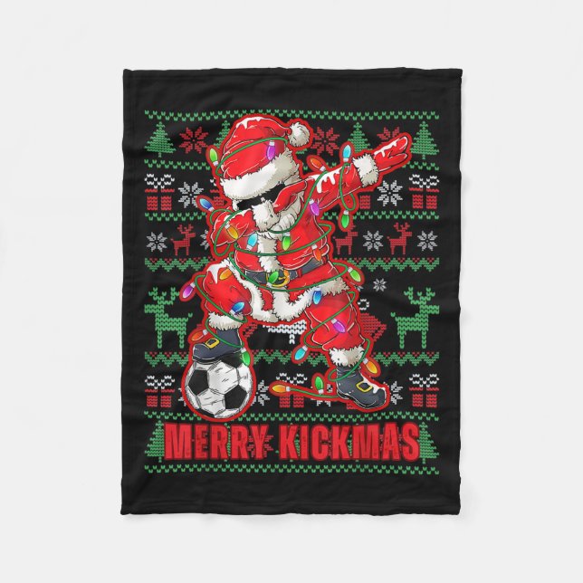 Couverture Polaire Joyeux Kickmas Noël Soccer Ball Laid Jeune Swe (Devant)