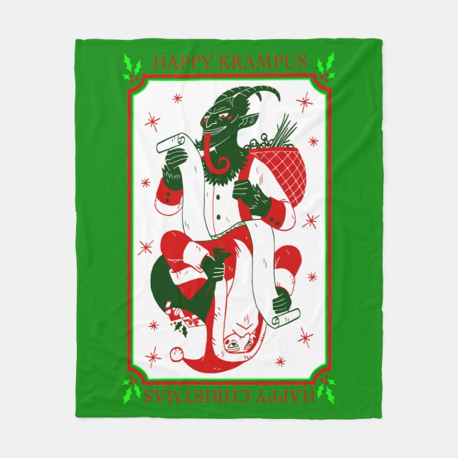 Couverture Polaire joyeux krampus de Noël père Noël (Devant)