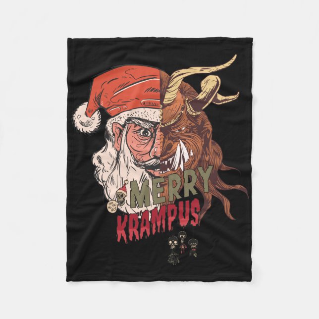 Couverture Polaire Joyeux Krampus effrayant Père Noël Horreur Noël (Devant)
