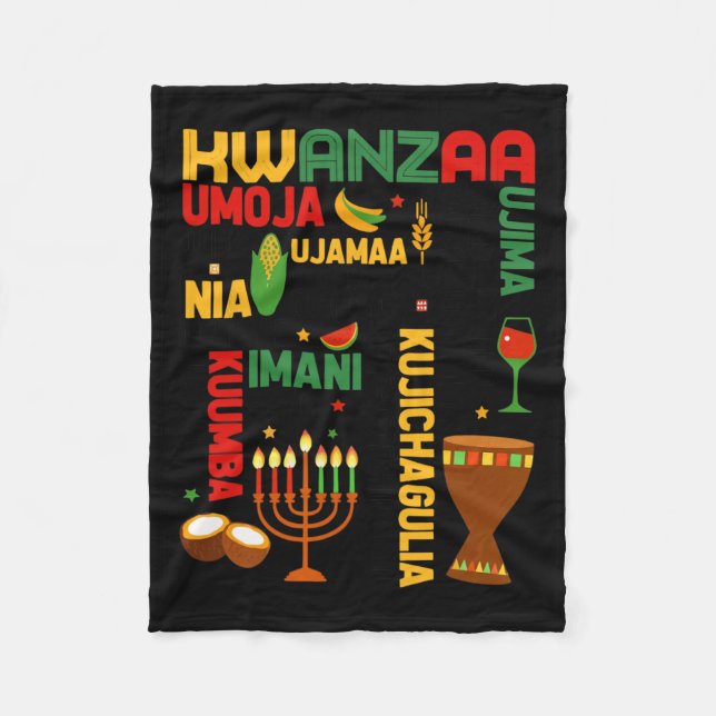 Couverture Polaire Joyeux Kwanzaa Sept Principes Hommes Garçons Drôle (Devant)