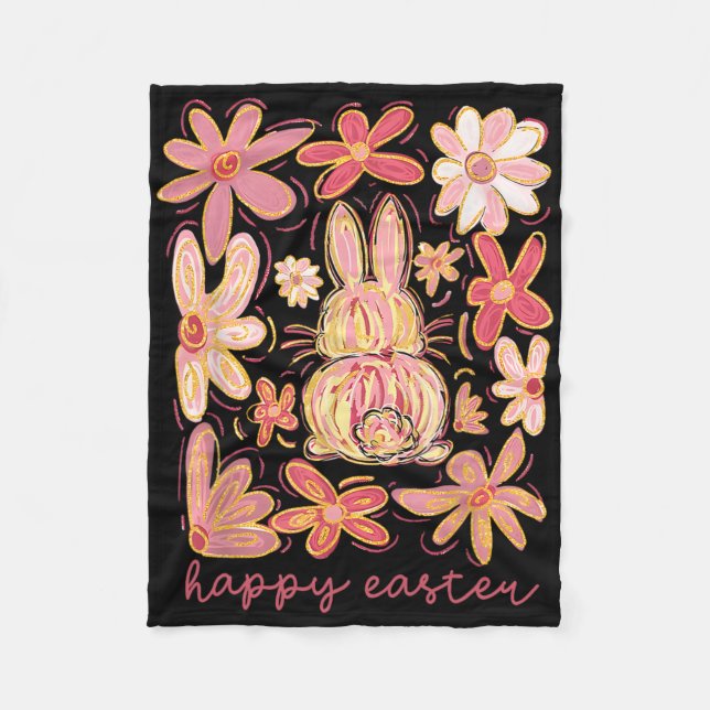 Couverture Polaire Joyeux lapin de Pâques Easter Esquad chasse OEufs  (Devant)