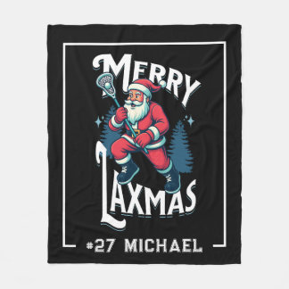 Couverture Polaire Joyeux Laxmas Lacrosse Noël en Noir
