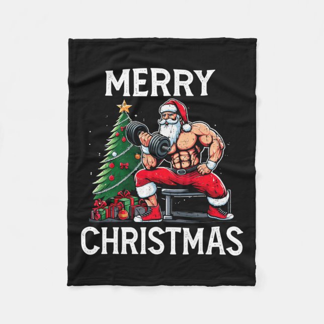 Couverture Polaire Joyeux Liftmas Drôle Père Noël Xmas Gym Bodybuildi (Devant)