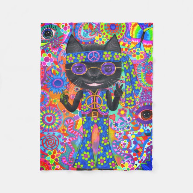 Couverture Polaire Joyeux lunettes de soleil hippie pour chats pour l (Devant)