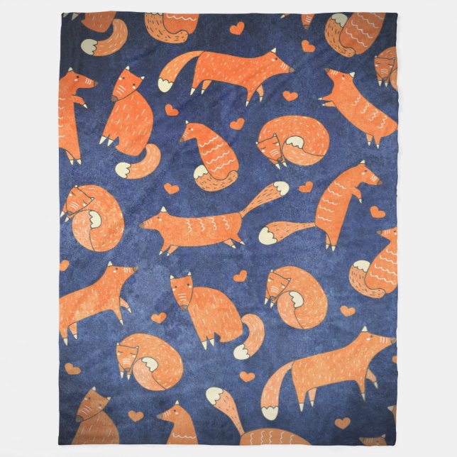Couverture Polaire Joyeux motif de renard animal (Devant)
