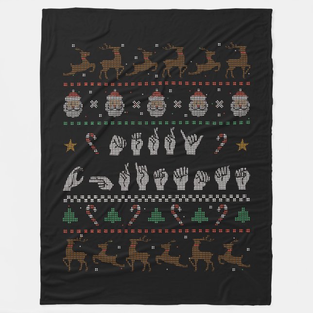 Couverture Polaire Joyeux Noël - ASL American Sign Language II (Devant)
