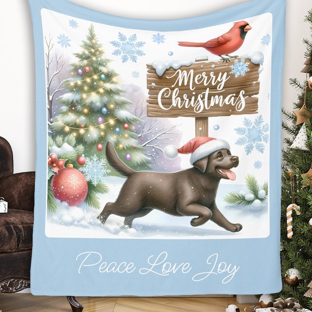 Couverture Polaire Joyeux Noël au chien chiot du Labrador Retriever (Créateur téléchargé)