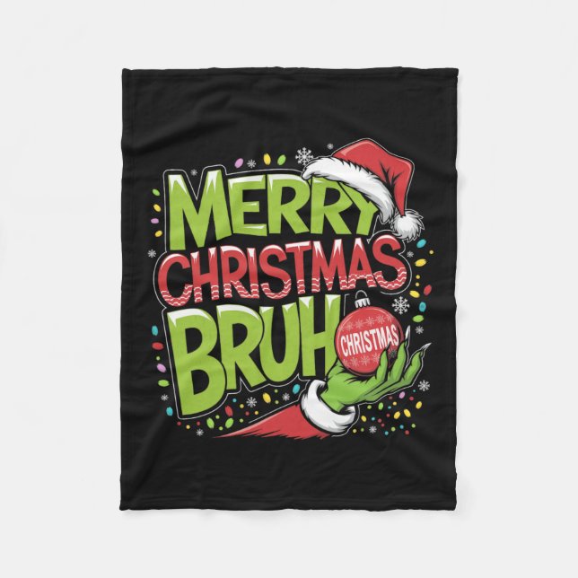 Couverture Polaire Joyeux Noël Bruh Green Hat Santa Hat Fam (Devant)