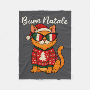 Couverture Polaire Joyeux Noël Chat Italien de Noël, Italie Fierté Ho