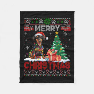 Couverture Polaire Joyeux Noël Doberman Pinscher Lover Noël laid