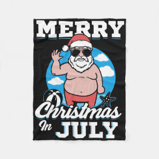 Couverture Polaire Joyeux Noël en juillet drôle de Père Noël