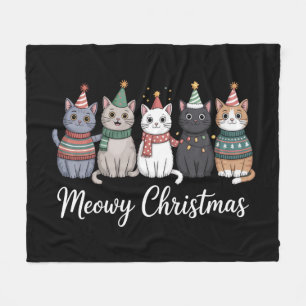 Couverture Polaire Joyeux Noël et bonne année chat amoureux de chat X