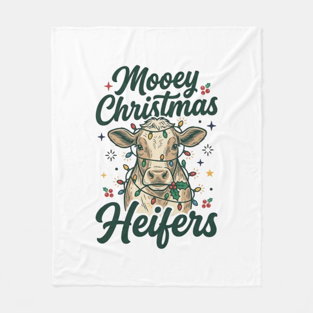 Couverture Polaire Joyeux Noël Génisses Drôle Vache Noël Design (Devant)