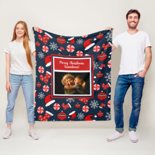 Couverture Polaire Joyeux Noël Grand-mère Motif de Noël