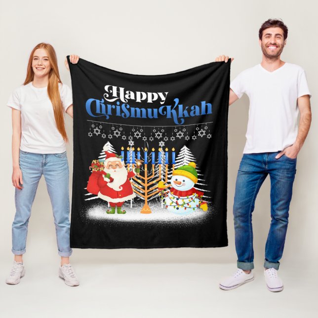 Couverture Polaire Joyeux Noël juif Chrismukkah Hanoukka (En situation)