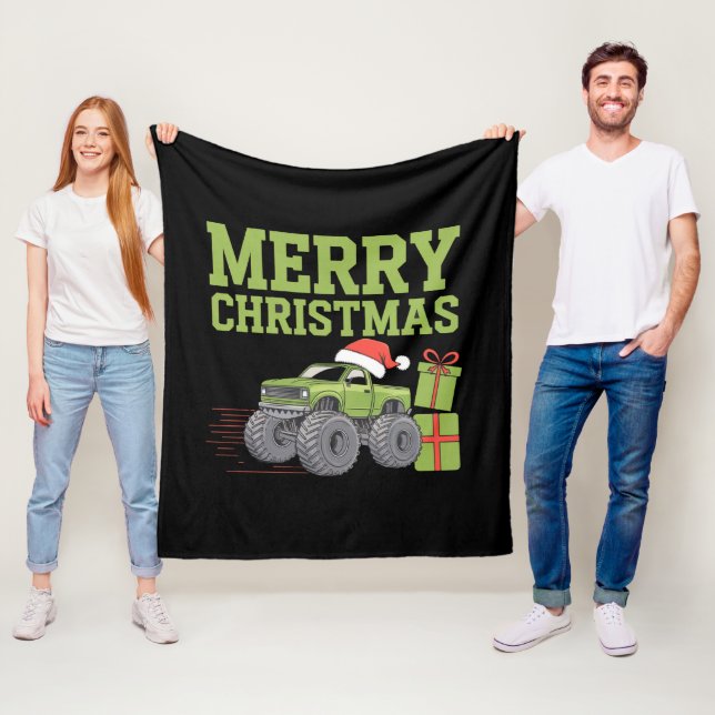 Couverture Polaire Joyeux Noël Monster Camion Toddler Boys Noël (En situation)