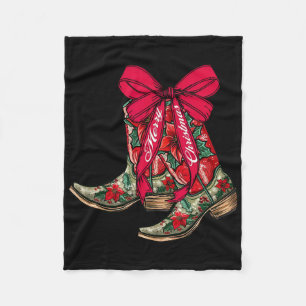Couverture Polaire Joyeux Noël Noël Noël Bottes Cowboy Coquette Bow P
