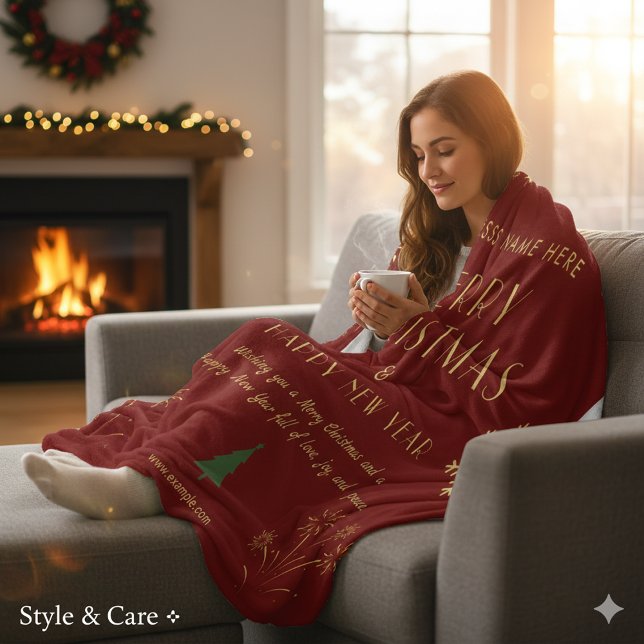 Couverture Polaire Joyeux Noël Nouvelle Année Fête Célébration (Merry Christmas New Year Festive Celebration Fleece Blanket)