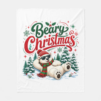 Couverture Polaire Joyeux Noël ourson
